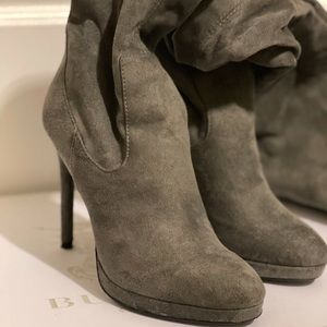 Grey Suede Heeled Boots